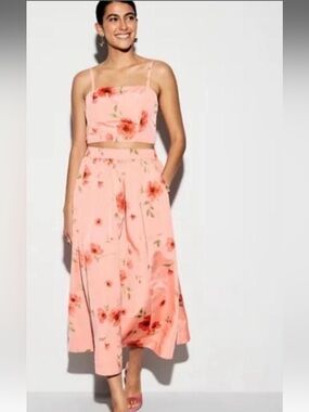 Old Navy the Occasion Floral Pink Midi Skirt — Women’s Summer Floral A-Line Top